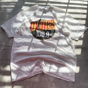 Vintage KLOU 106.9 FM Oldies Shirt XL White Radio Station USA MADE Single Stitch